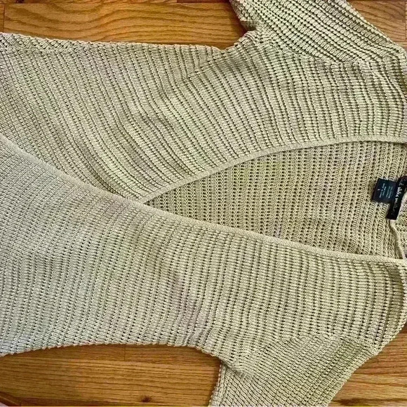 Altar’d State Open Crocheted Cardigan Size L Tan Boho Lightweight Hippie Flowy - Picture 9 of 12